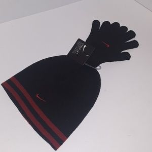 Nike Youth Knit Hat Beanie and Gloves.